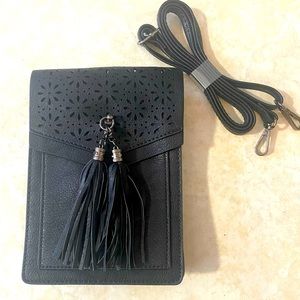 MINICAT Black Crossbody RFID Block Cell Phone Credit Card Purse Boho Laser Cut